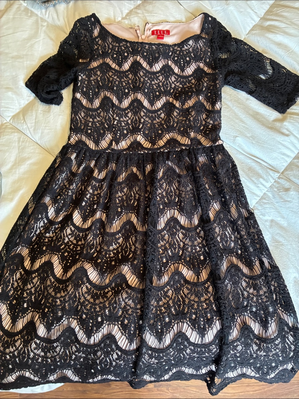 ELLE Black Lace Dress with Nude Slip for Girls
